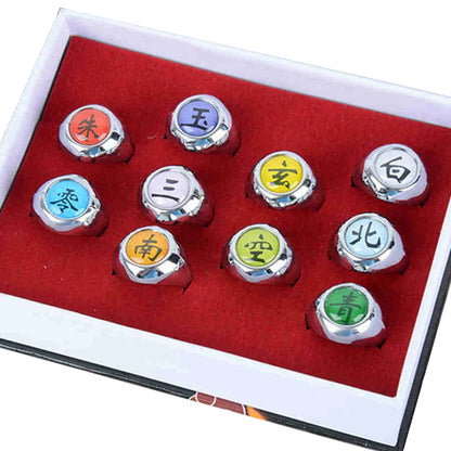 10PCS/Set Anime Akatsuki Itachi Metal R-ings Cartoon Cool Cosplay Accessory Props Boy Children Action Figure Toy Gift