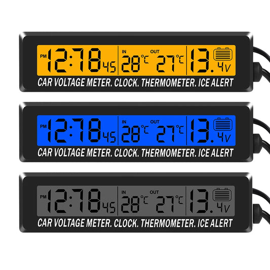 4 in 1 Clock Calendar Thermomete Car Multi-Function Color Screen Voltage With LCD Time Date In-Car Outdoor Temperature Display