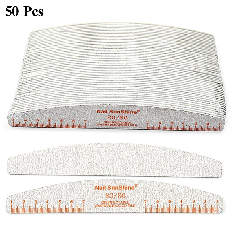 50pcs Nail File Wooden Sanding Buffer Block Pedicure Manicure UV Gel Nail Polish Pro Nail Files Artificial Nail Tips Tools
