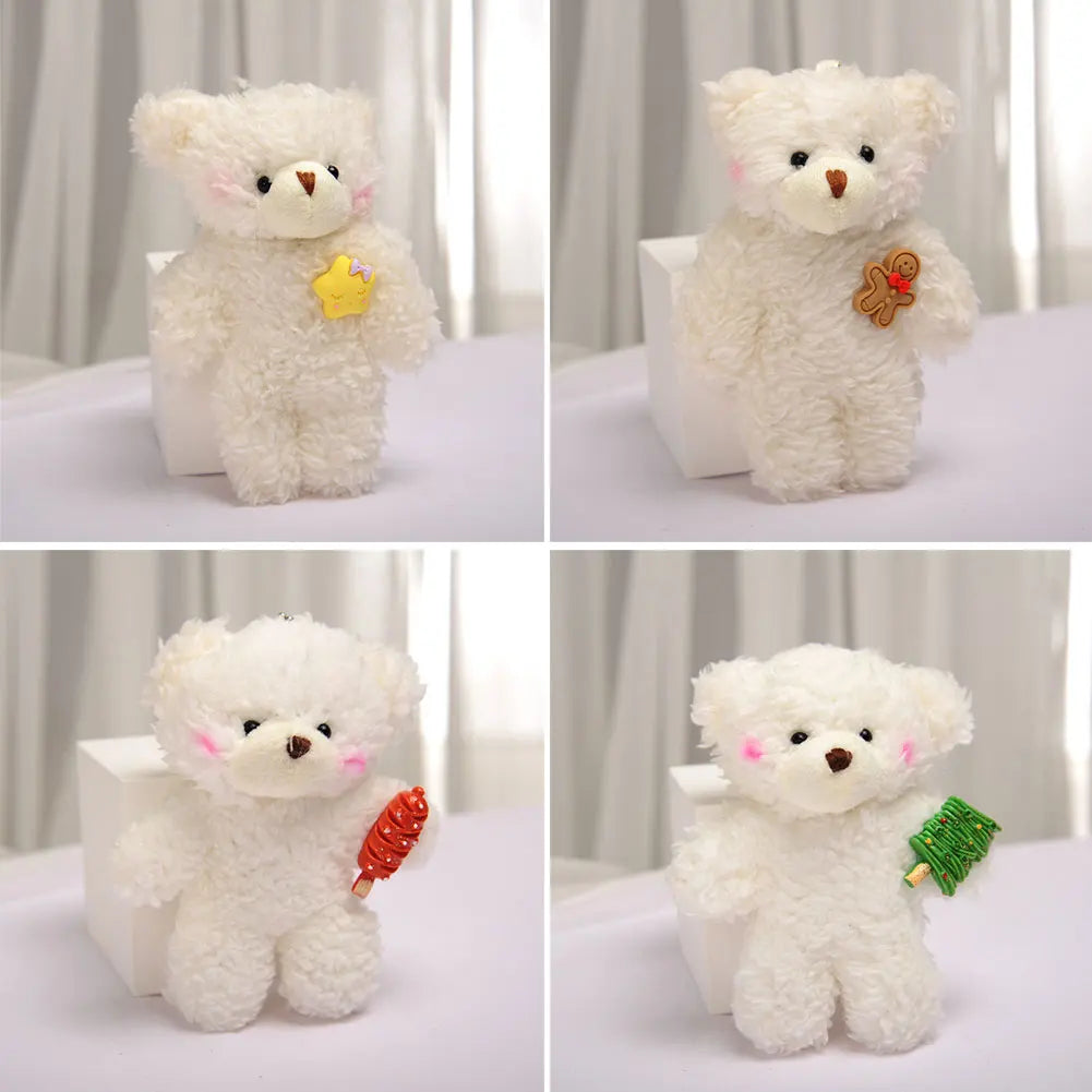 12cm Cute Bear Plush Keyring Pendant Soft Stuffed Plush Keychain Toy Backpack Pendant Birthday Gifts for Children