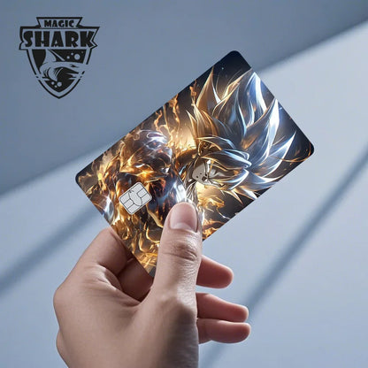 Magic Shark Anime Goku Vegeta Trunks Laser Holographic Shinny Skin Cover Sticker Film for Debit Credit Card