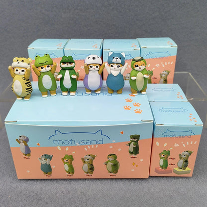 4cm Mofu Cat sands Action Figure Collection Set Animal Headgear Doll Kawaii  Cute PVC Model Desktop Decoration Crafts Gifts Toys