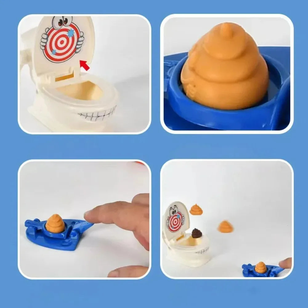 Mini Toilet Anti Stress Toys Two Person Interactive Catapult Toilet Toy Tabletop Game Throw Battle Toy Poops for Kids Adult