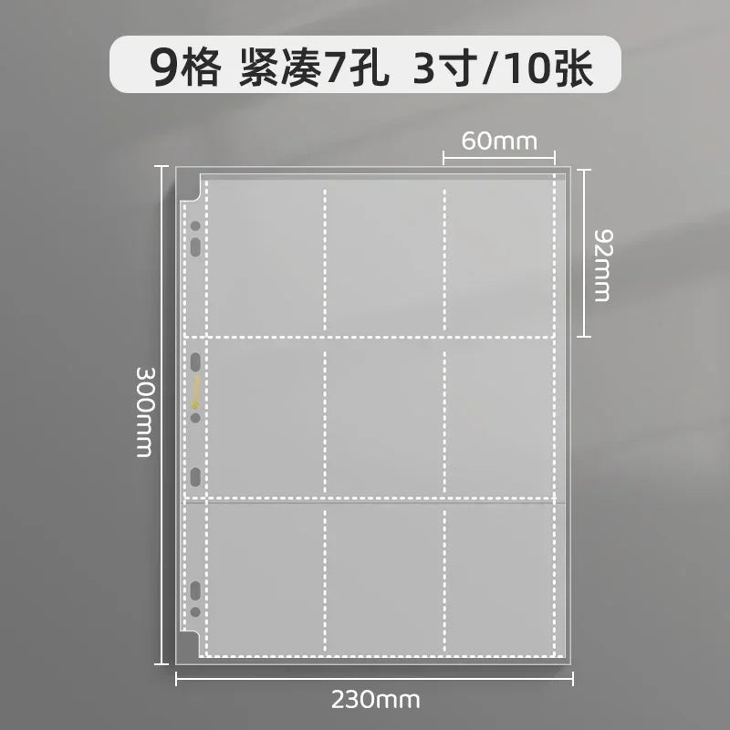 SINGBA 10pcs Clear Sheets Sleeve Acid free-No CPP loose-leaf Pages for A5/A4 Binder 4/ 9grid Pocket 3inch Photocard Protector