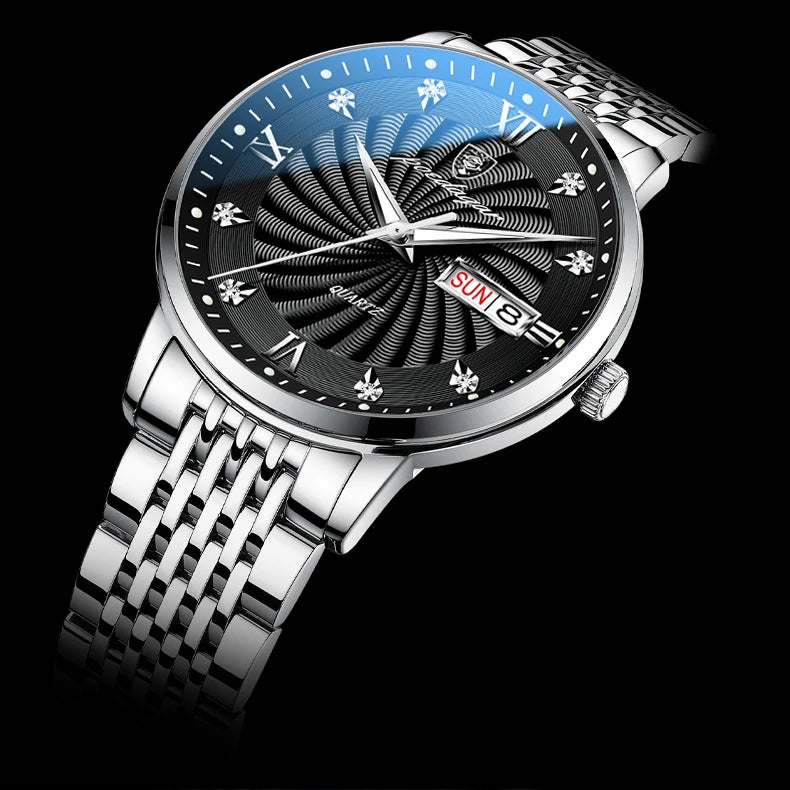 POEDAGAR Luxury Brand Man Watch Waterproof Luminous Date Week Men's Quartz Wristwatch Stainless Steel Fashion Sports Men Watches