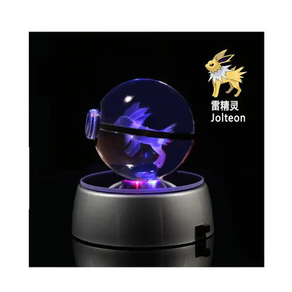 Anime Pokemon 3D Crystal Ball Snorlax Figure Pokeball Engraving Crystal Charizard Model with LED Light Base Kids Gift ANIME GIFT