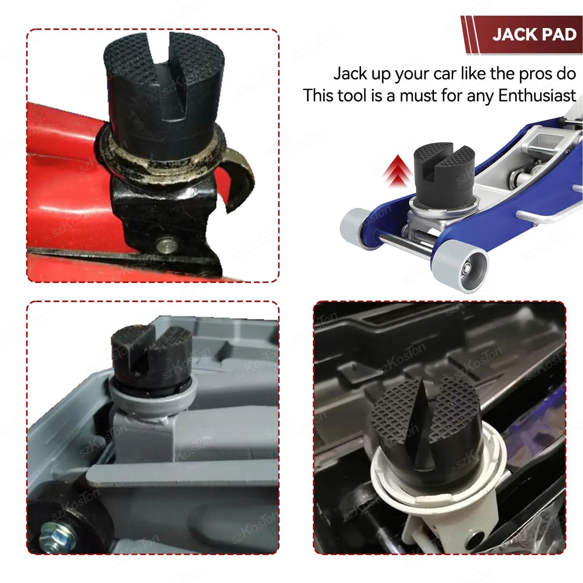 Universal Car Lift Jack Support Stand Rubber Pads Frame Protector Wheel Dolly Slotted Floor Frame Rail Adapter Repair Tools