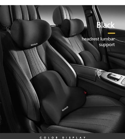 Car Neck Pillow Memory Foam Protective Lumbar Back Support Breathable Car Headrest Cushion Relieve Stress Car Seat Pillow