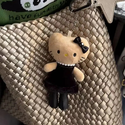 New Hello Kitty Girl Heart shaped Black Cute Plush Long Legs KT Cat Keychain Women's Handbag Plush Decoration Girl Birthday Gift