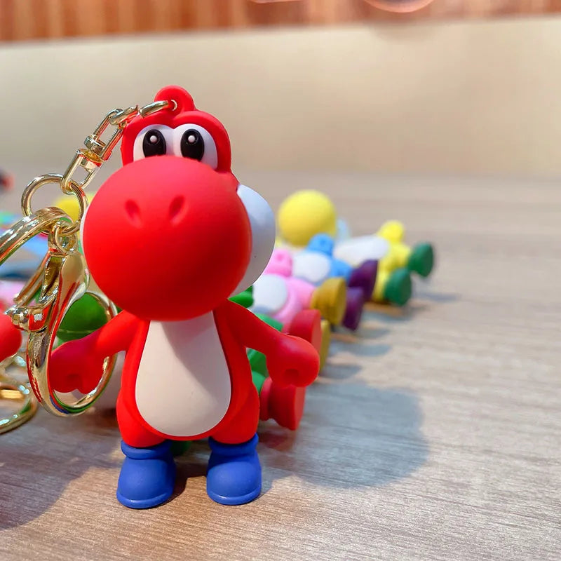 Super Mario Bros Keychain Anime Figure Toad Yoshi Car Decoration Backpack Pendant Accessories Kids