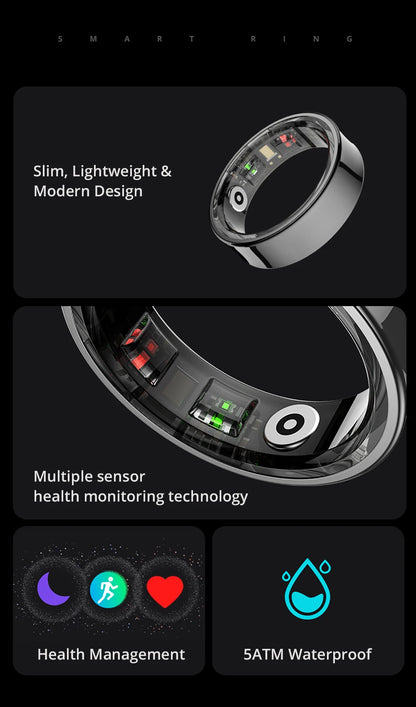 2024 COLMI R09 Smart Ring Men Women with Charging Case, Health and Sleep Monitor, Skin Temperature Monitor, 60 days battery life