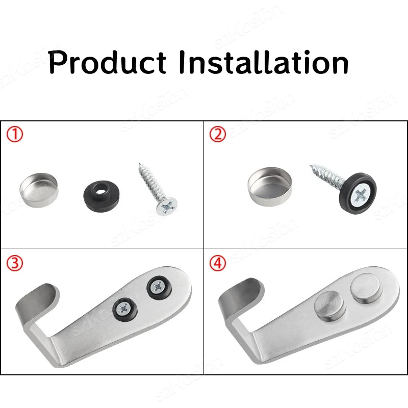 20/10 PCS Double Hole Hook Heavy Duty Stainless Steel Wall Hook Waterproof Hook Bathroom Hanging Towel Key Coat Bag