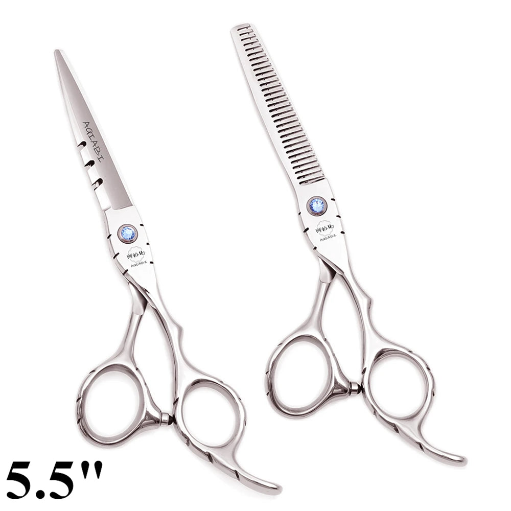 Professional Hairdressing Scissors 5.5" 6" AQIABI Japan Stainless Thinning Scissors Barber Shop Hair Cutting Scissors Red A1010