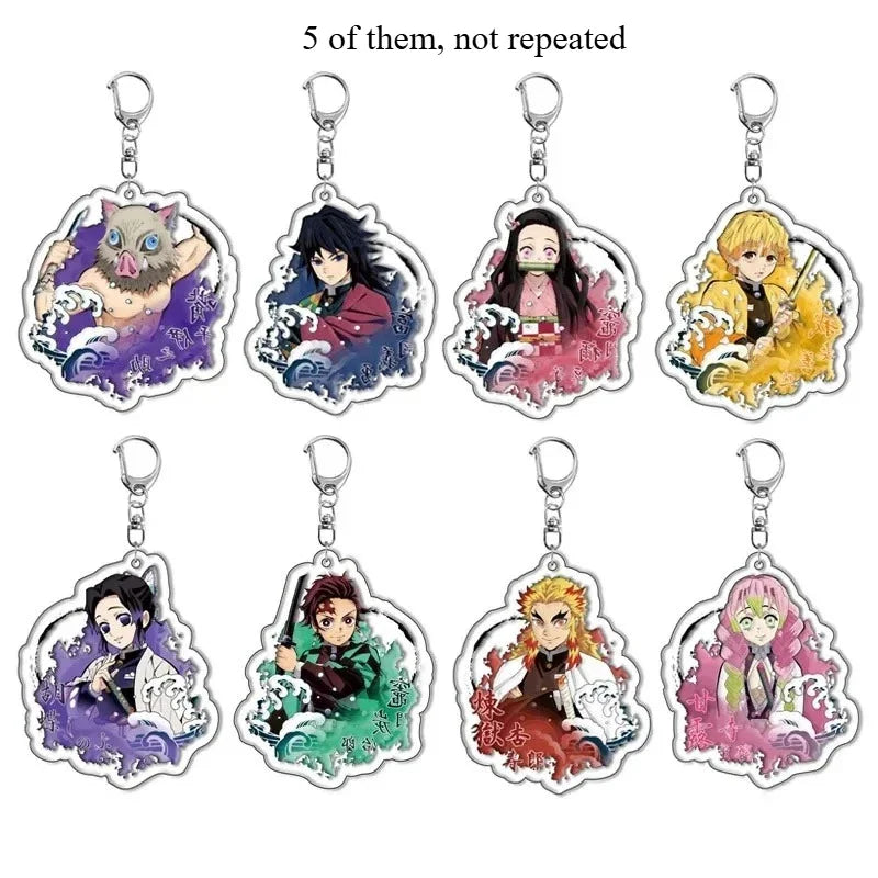 5pcs Demon Slayer Pendant Kimetsu No Yaiba Blade of Ghost Keychain Acrylic Bag Pendant Car Key Chain Gift Accessories gift