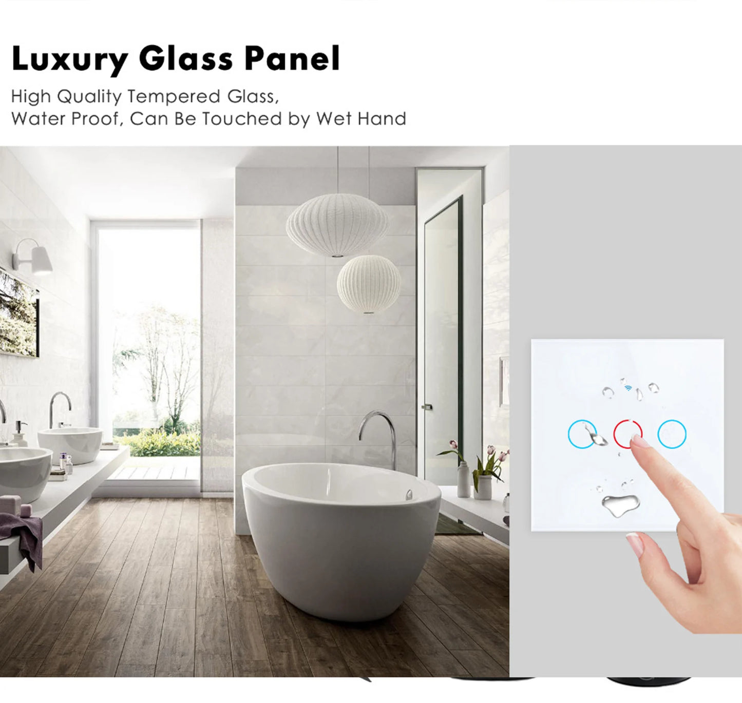EU WiFi Smart Light Switches No Neutral Wire Touch Switch RF433 Smart Home Life Tuya App Control Support Alexa Google Home