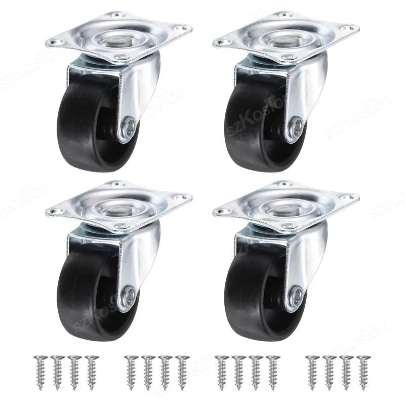 4pcs 1 1.25 1.5 2 Inch Furniture Caster Soft Rubber Universal Wheel Swivel Caster Roller Wheel For Platform Trolley Accessories
