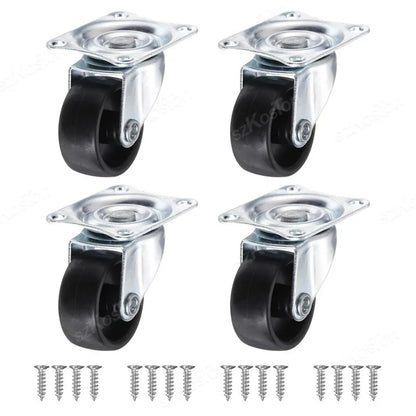 4pcs 1 1.25 1.5 2 Inch Furniture Caster Soft Rubber Universal Wheel Swivel Caster Roller Wheel For Platform Trolley Accessories
