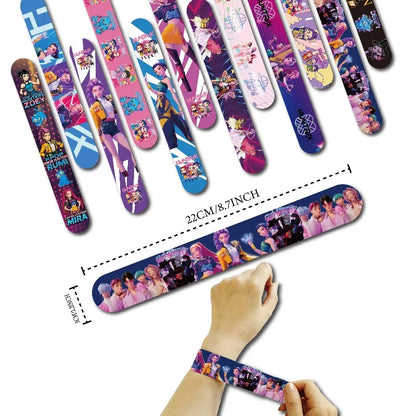 Colorful Anime Girl Slap Bracelets, Fun Snap Wristband Toys for Kids Birthday Party, Classroom Rewards & Holiday Gifts