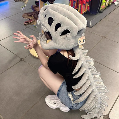 Realistic Dinosaur Skeleton Costume Set Funny Headgear Cosply Dress up Clothing Plush Toys Creative Gifts