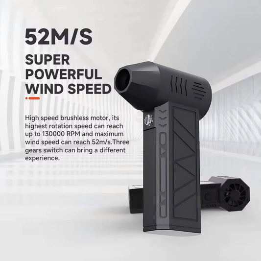 130000 RPM  Fan Electric Air Blower Brushless Motor High-Speed Violent Fan 52m/s Overheat Protection 4000mAh Battery