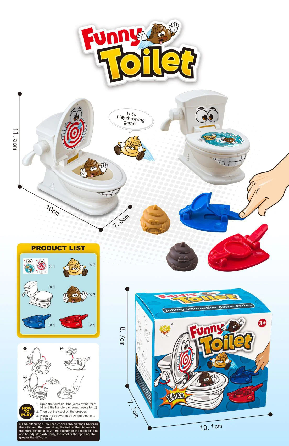 Mini Toilet Anti Stress Toys Two Person Interactive Catapult Toilet Toy Tabletop Game Throw Battle Toy Poops for Kids Adult
