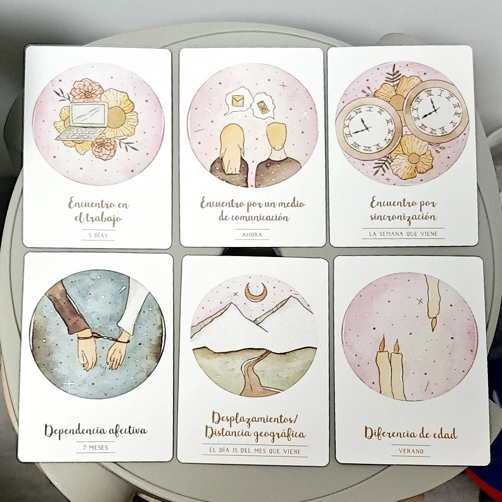 Romantic Love Oracle Deck 42 Pcs Heart Chakra Oracle Cards 10.5*7.5cm In Spanish Language