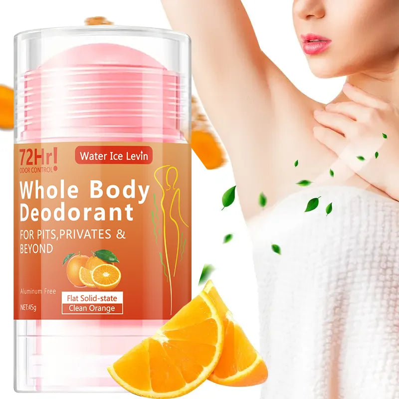 Full-Body Deodorant Stick, 45g - Aluminum-Free, Long-Lasting Freshness, Gentle Moisturizing with Orange Extract, Suitable for Both Men and Women, Portable for Daily Use and Travel
