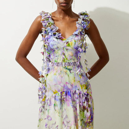 Blue One-Shoulder Ruffled Print Floral Swimsuit Set Cover Up Single Piece Micro Monokini Sexy Swimwear For Girls Summer Beach