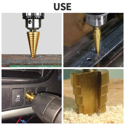 3pcs 3-12mm 4-12mm 4-20mm HSS Straight Groove Step Drill Bit Set Titanium Coated Wood Metal Hole Cutter Core Drill Bit Set
