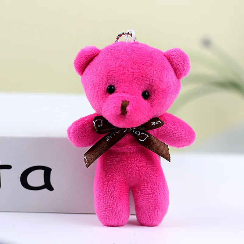10pcs/lot Bear Stuffed Plush Toy Mini Bear Doll Keychain Soft Stuffed Toy Key Chain Bag Pendant Wedding Decoration Birthday Gift