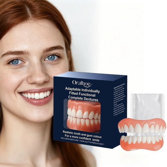 Adjustable Teeth Dentures Full Set Whitening Silicone Denture Set Fit Temporary Orthodontic Teeth Dentures Fake Tooth Oral