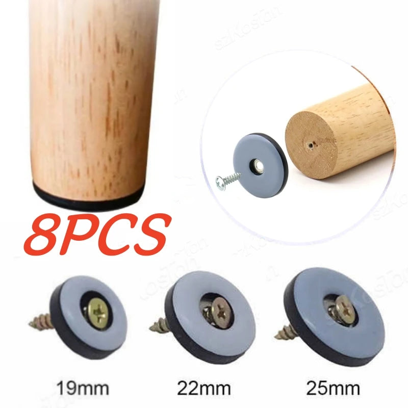 8pcs/lot Screws Furniture Glides PTFE Heavy Duty Furniture Slip Mat Glide Mat For Sofa Bed Table Couch Dining Chairs