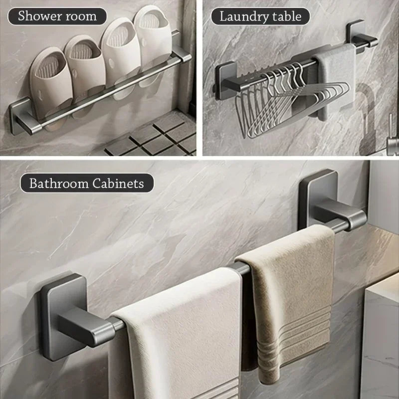 Bathroom Towel Rack Towel Holder Self-adhesive Bathroom Towel Rack Hooks  Bathroom Shelf Without Drilling Towelrack Bathroom