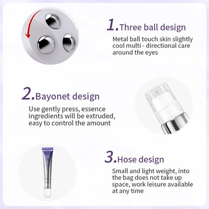 Anti Wrinkle Anti Dark Circle Eye Cream Roller Massager Moisturizing Eye Bags Anti Aging Hyaluronic Acid Eye Skin Care Products