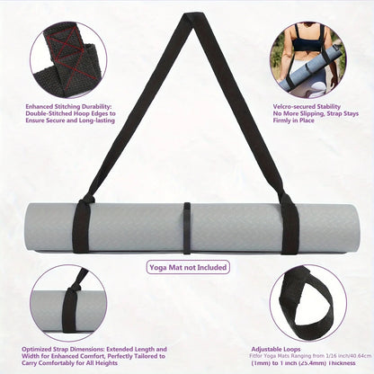 Adjustable Yoga Mat Storage Strap with Thickened Carrier - Multi-Purpose Fitness Strap Suitable for Yoga Mats, Gym Eq