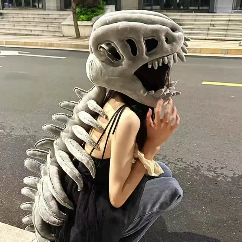 Realistic Dinosaur Skeleton Costume Set Funny Headgear Cosply Dress up Clothing Plush Toys Creative Gifts