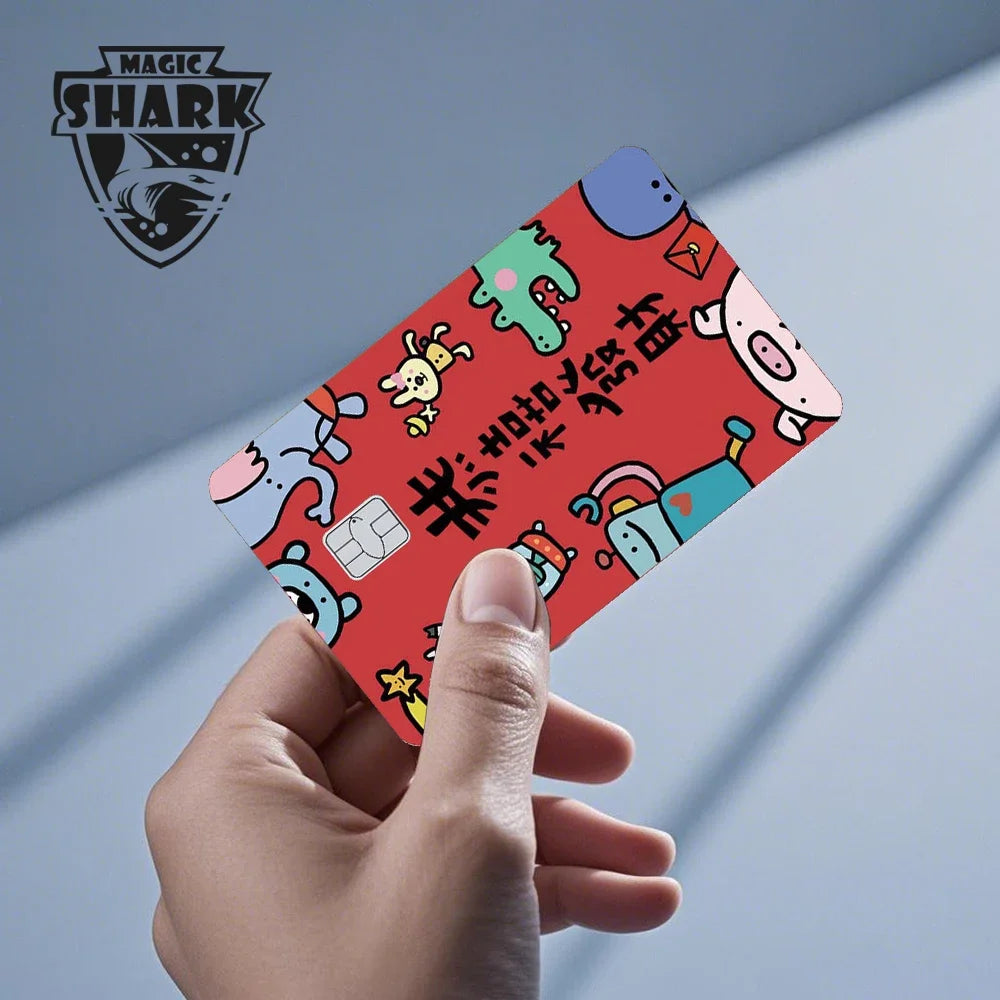 Magic Shark Flower Butterfly Bear Wing No Fade PVC Film Skin Cover Sticker for Bank Debit Credit Card