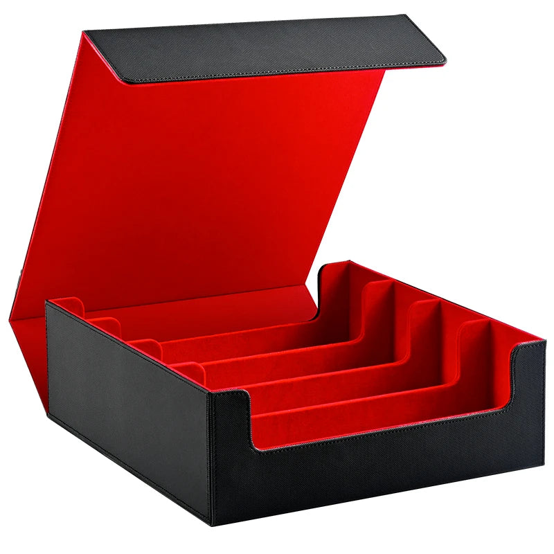 Trading Card Storage Box, Holds 3000+ Cards, Magnetic PU Leather Card box, fits for Magic,TCG Card, sports Cards