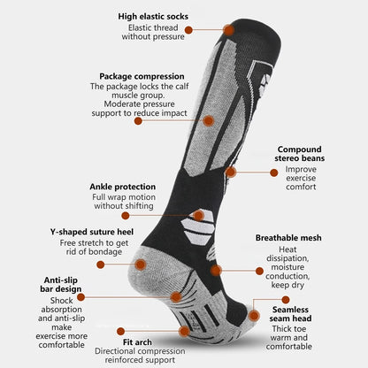 GTUBIKE Thermal Winter Cotton Men Women Ski Socks High Elastic Sports Socks Snowboarding Cycling Adult Skiing Thicker Leg Warm