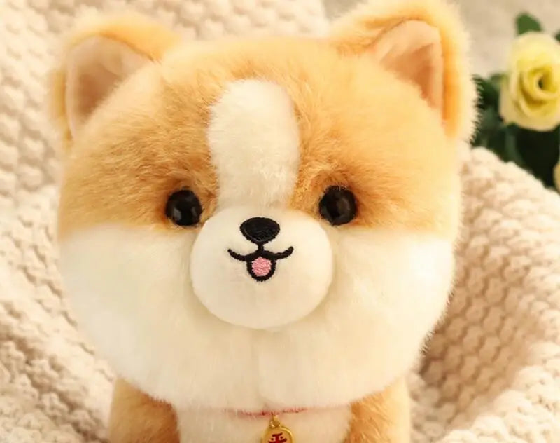 Lifelike Fluffy Dog Stuffed Toy Simulation Puppy Model Shiba Inu Corgi Husky Yorkshire Bichon frise Chow Chow Plush Doll Gifts