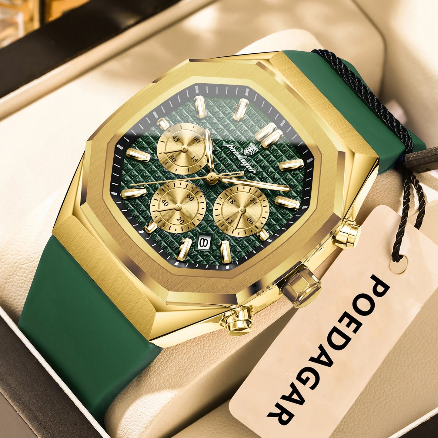 POEDAGAR Business Men's Watch Chronograph Date Silicone Strap Quartz Man Watch Waterproof Luminous Fashion Watches For Men Reloj