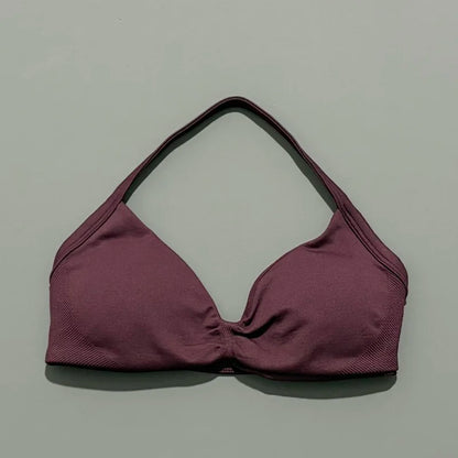 HISTELLO Strappy Bra Women Seamless Gym Underwear High Support Halter Sexy Sports Pilates Clothing Push-up Yoga Workout Tank Top