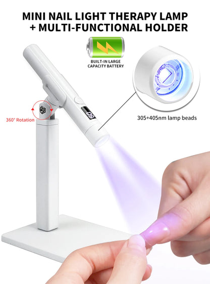 Rechargeable Portable UV LED Nail Lamp - Gel Polish Drying Desk Stand Light Support Base for Nail Art