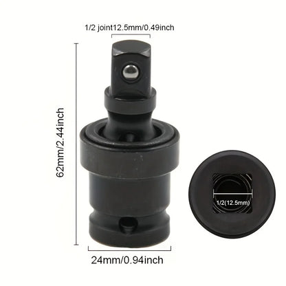 1/2 Inch Drive Universal Joint Socket Adapter, 360° Swivel Steel Ball Impact Socket for Electric Wrench Efficiency Enhancement,