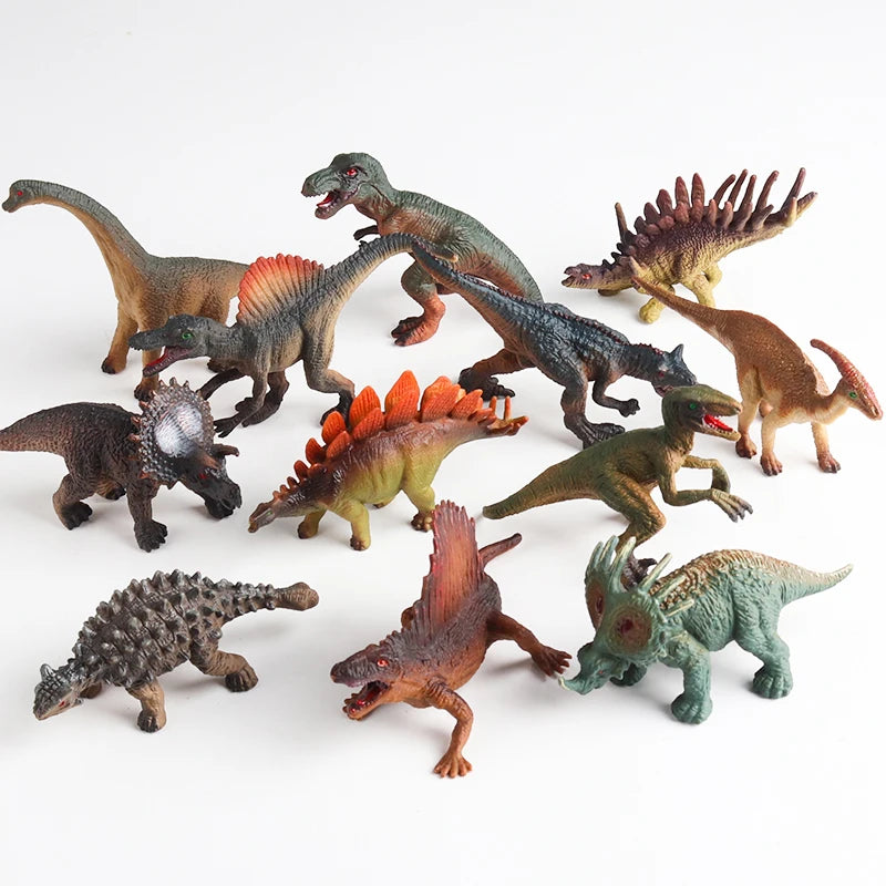 Oenux 12PCS Jurassic Dinosaur Set Velociraptor Stegosaurus Spinosaurus T-Rex Model Action Figures PVC Collection Kids Toy Gift