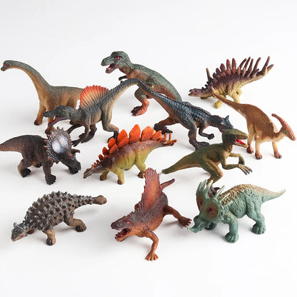Oenux 12PCS Jurassic Dinosaur Set Velociraptor Stegosaurus Spinosaurus T-Rex Model Action Figures PVC Collection Kids Toy Gift
