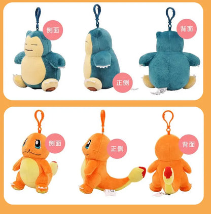 Anime Pokemon Kawaii Pikachu Keychain Eevee Mew Bulbasaur Charmander Snorlax Psyduck Stuffed Toy Cute Plush Keyring Doll Pendant