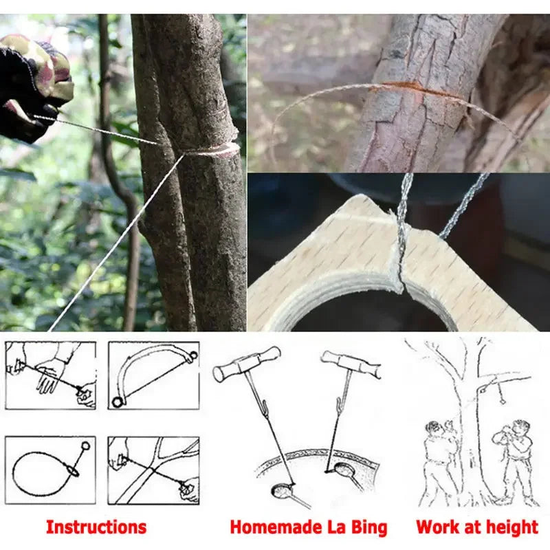 High-quality Multi-purpose Mini Pocket Wire Saw Stainless Steel Wire Saw Orange Outdoor Camping Emergency Survival