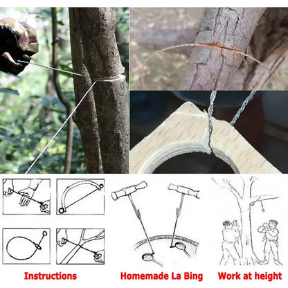 High-quality Multi-purpose Mini Pocket Wire Saw Stainless Steel Wire Saw Orange Outdoor Camping Emergency Survival