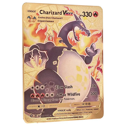 Cartão de metal pokémon 10000 pontos arceus charizard raichu super cartão dourado inglês mewtwo vmax gx ex presente de natal